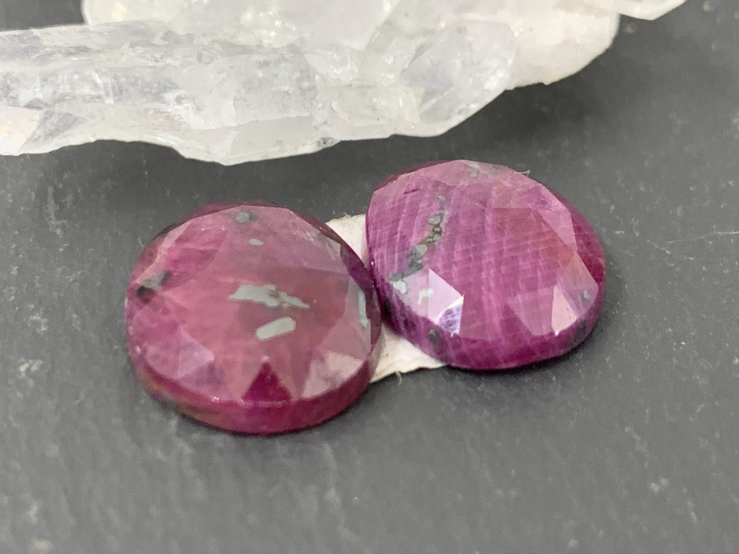 Faceted Ruby pair 12x15x4.5mm cabochon