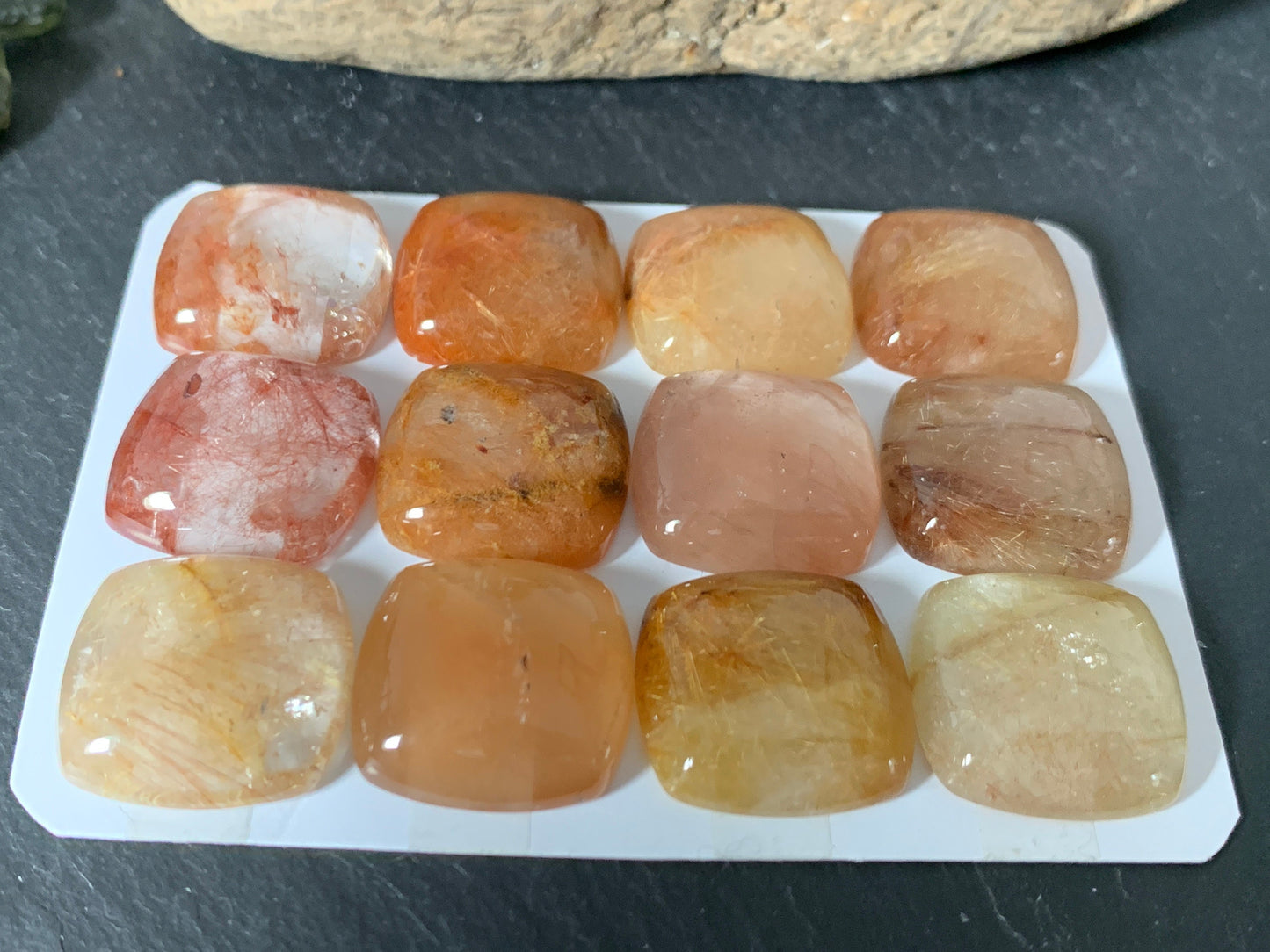 Rutilated Quartz 20x20mm cabochon - Calibrated cabochons