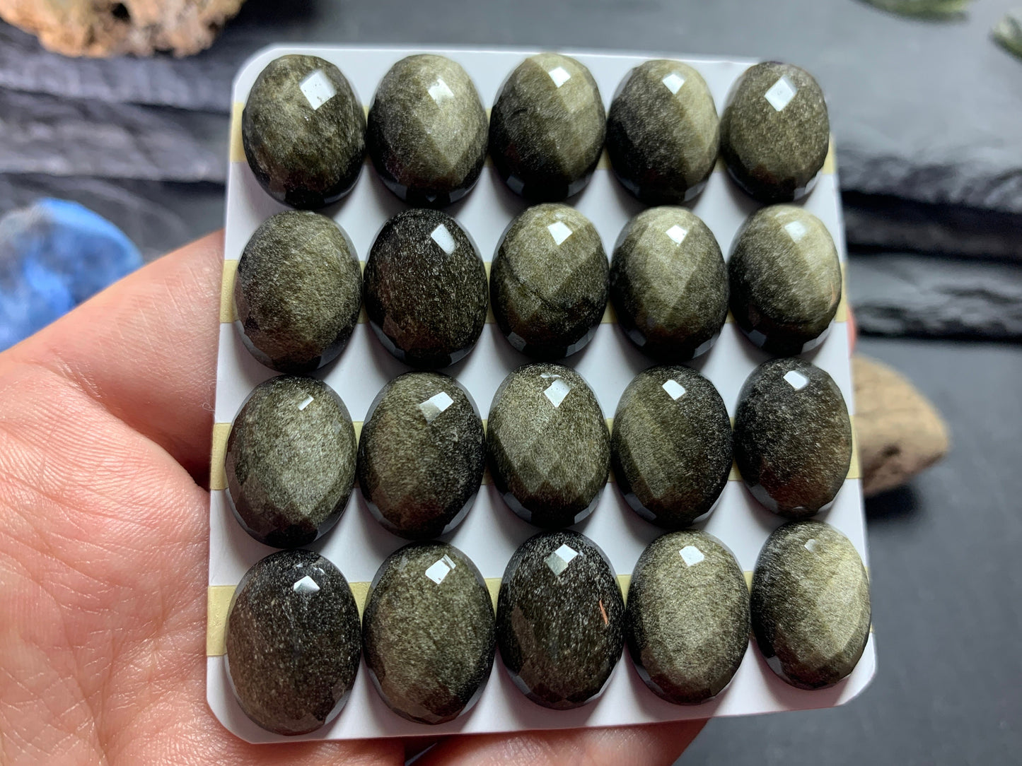 Faceted Gold Obsidian oval 12x16mm cabochon - Calibrated cabochons