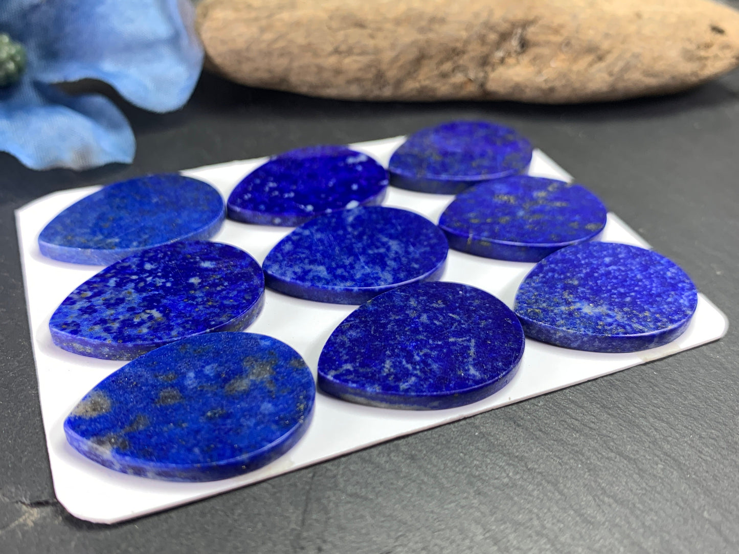Flat Lapis Lazuli pear 18x25mm cabochon - calibrated cabochons