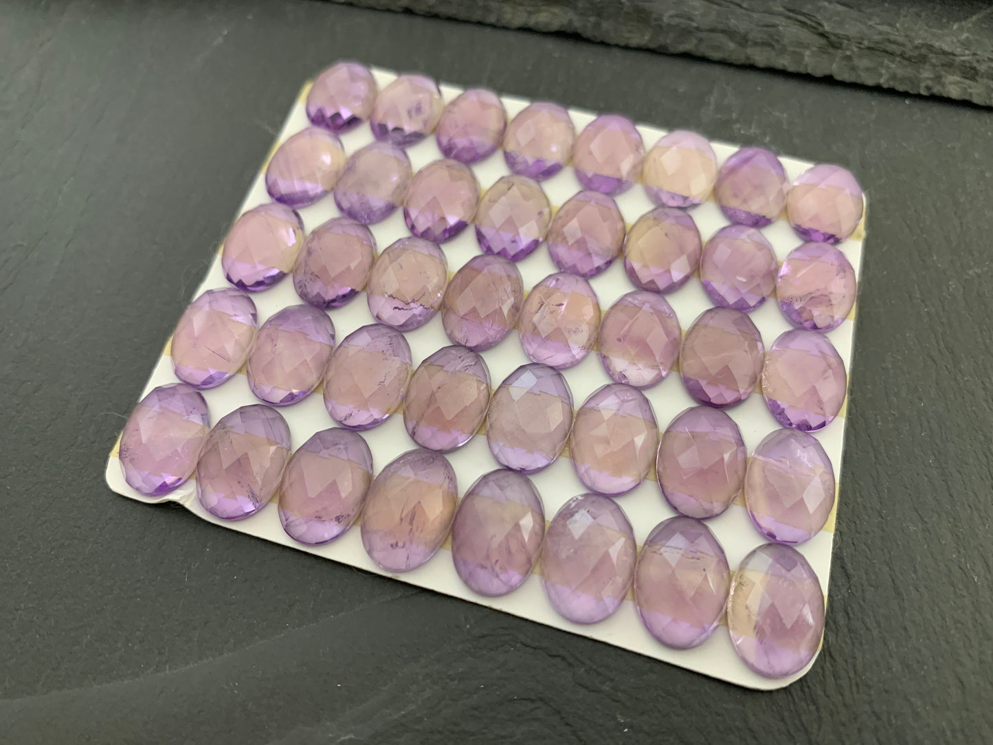 Faceted Amethyst oval 10x14mm cabochon - Calibrated cabochons
