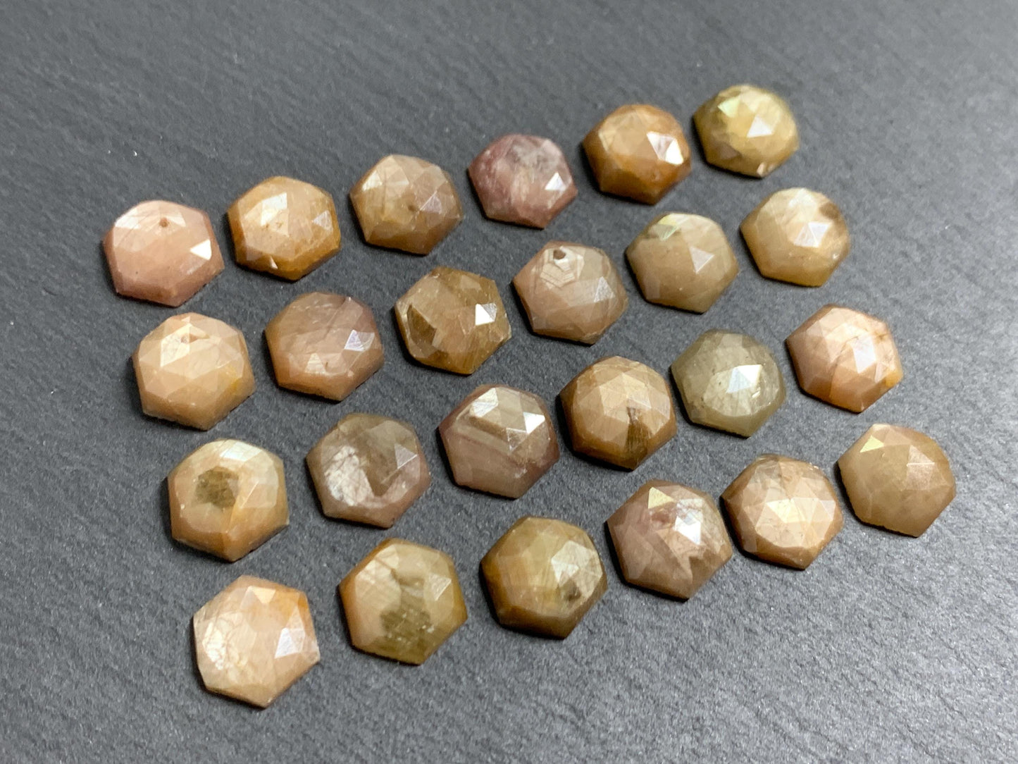 Faceted yellow Sapphire hexagon 10mm cabochon