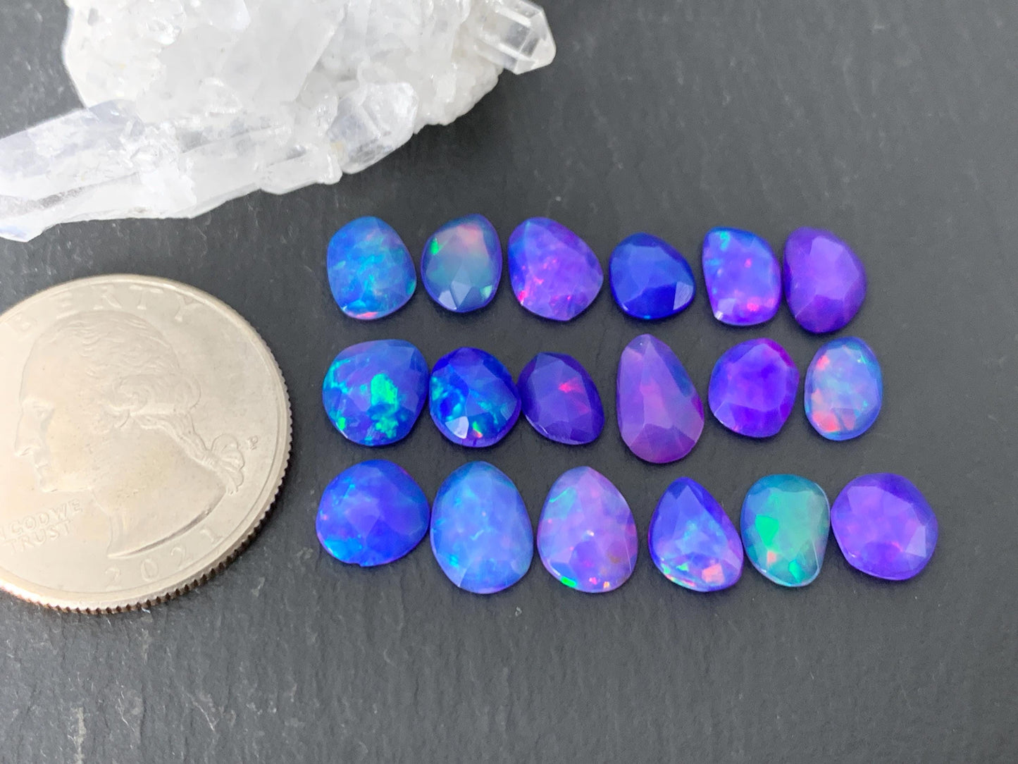 Faceted Purple Ethiopian Opal 7-8mm cabochon