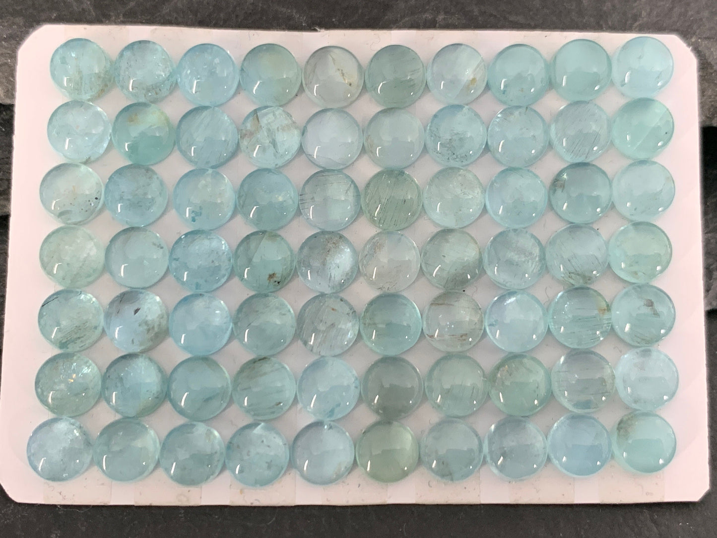 Blue Green Apatite round 6mm cabochon - Calibrated cabochons