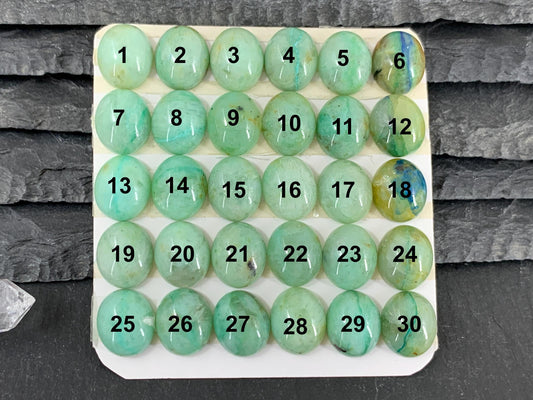 Chrysocolla Quartz oval 10x12mm cabochon - Calibrated cabochons