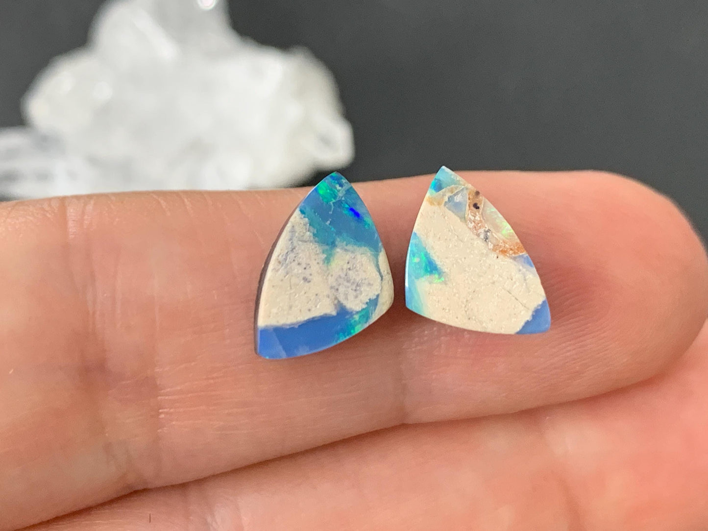 Australian Opal doublet 9x9x3mm pair of cabochons