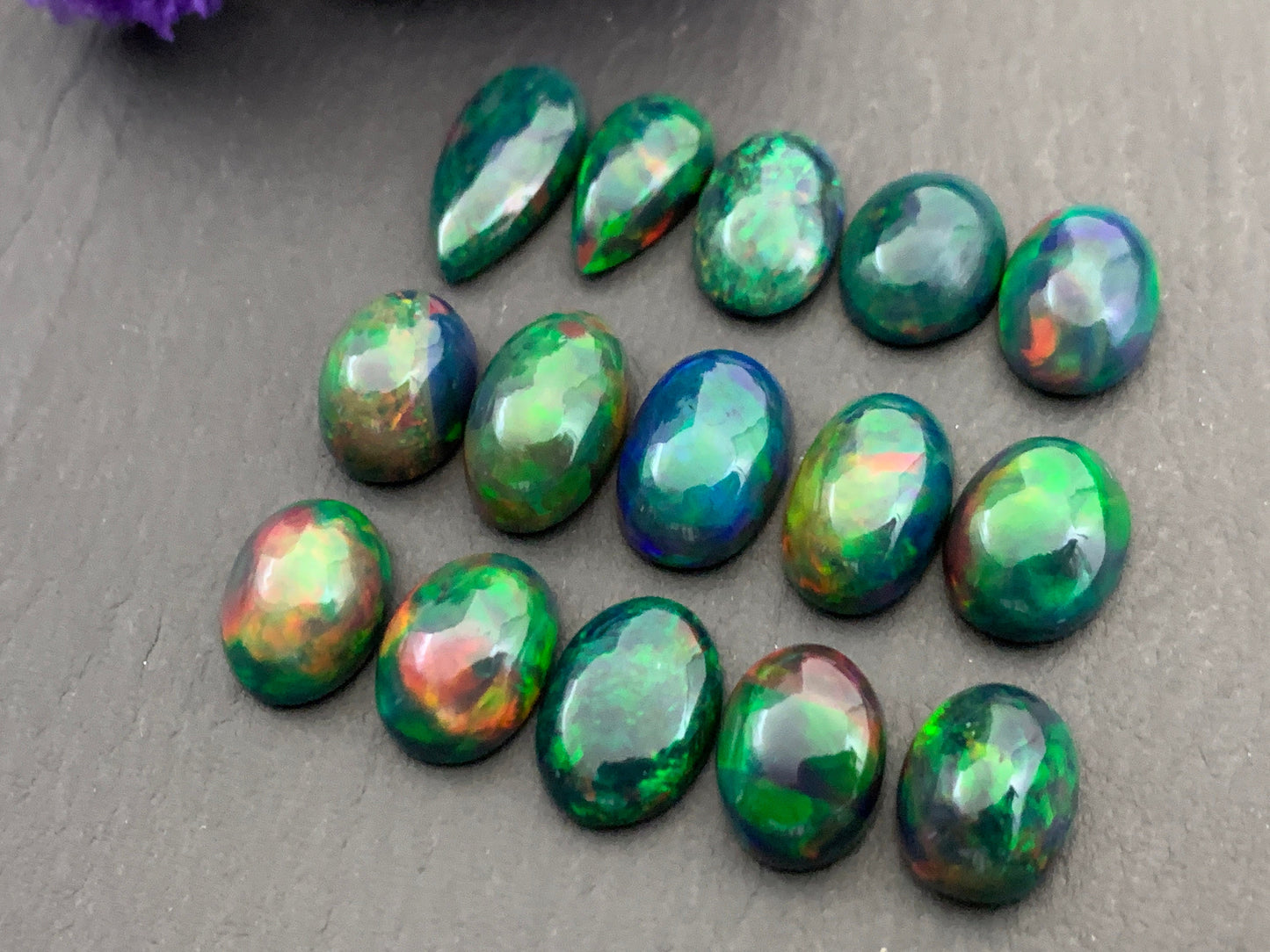 Black Ethiopian Opal 11-12mm long cabochon