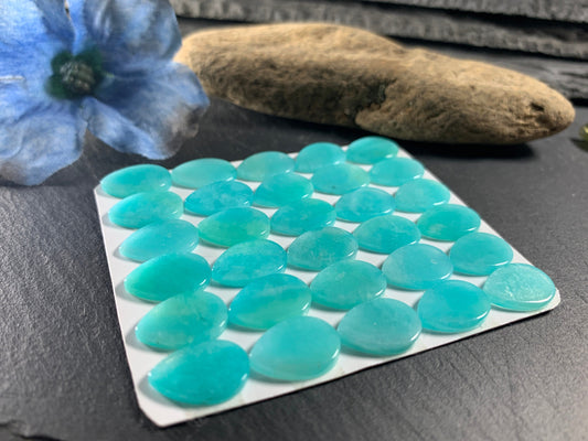 Flat Amazonite pear 10x14mm cabochon - Calibrated cabochons