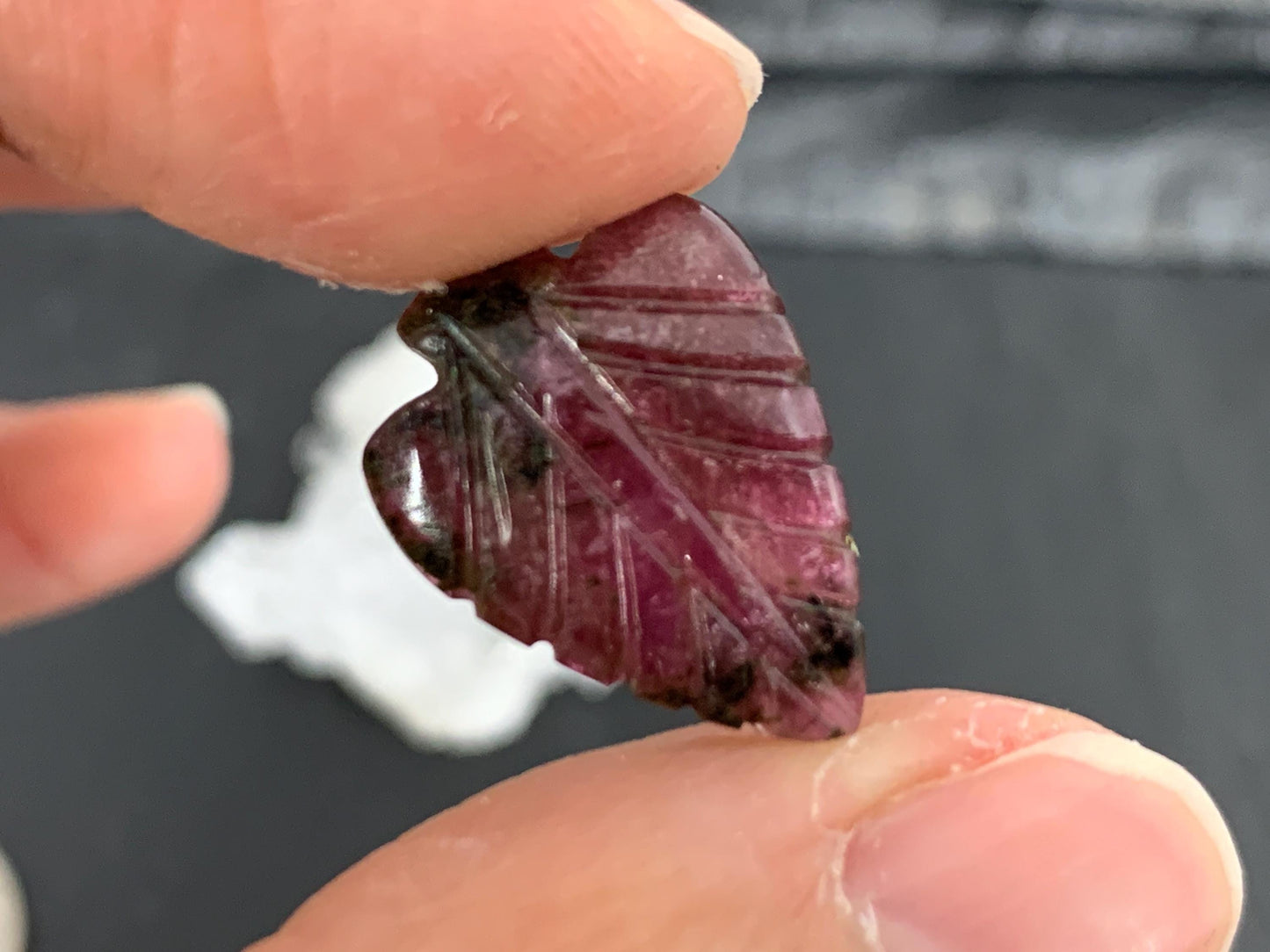Carved Tourmaline 14x19x4mm cabochon