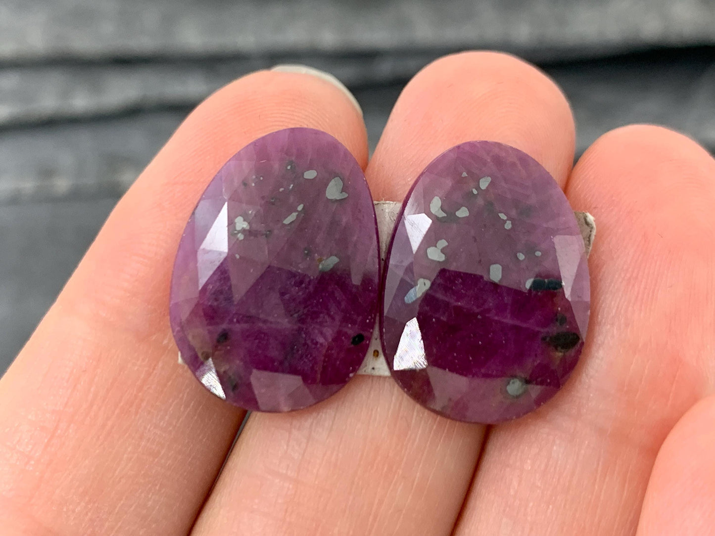 Faceted Ruby pair 13x19x3mm cabochon