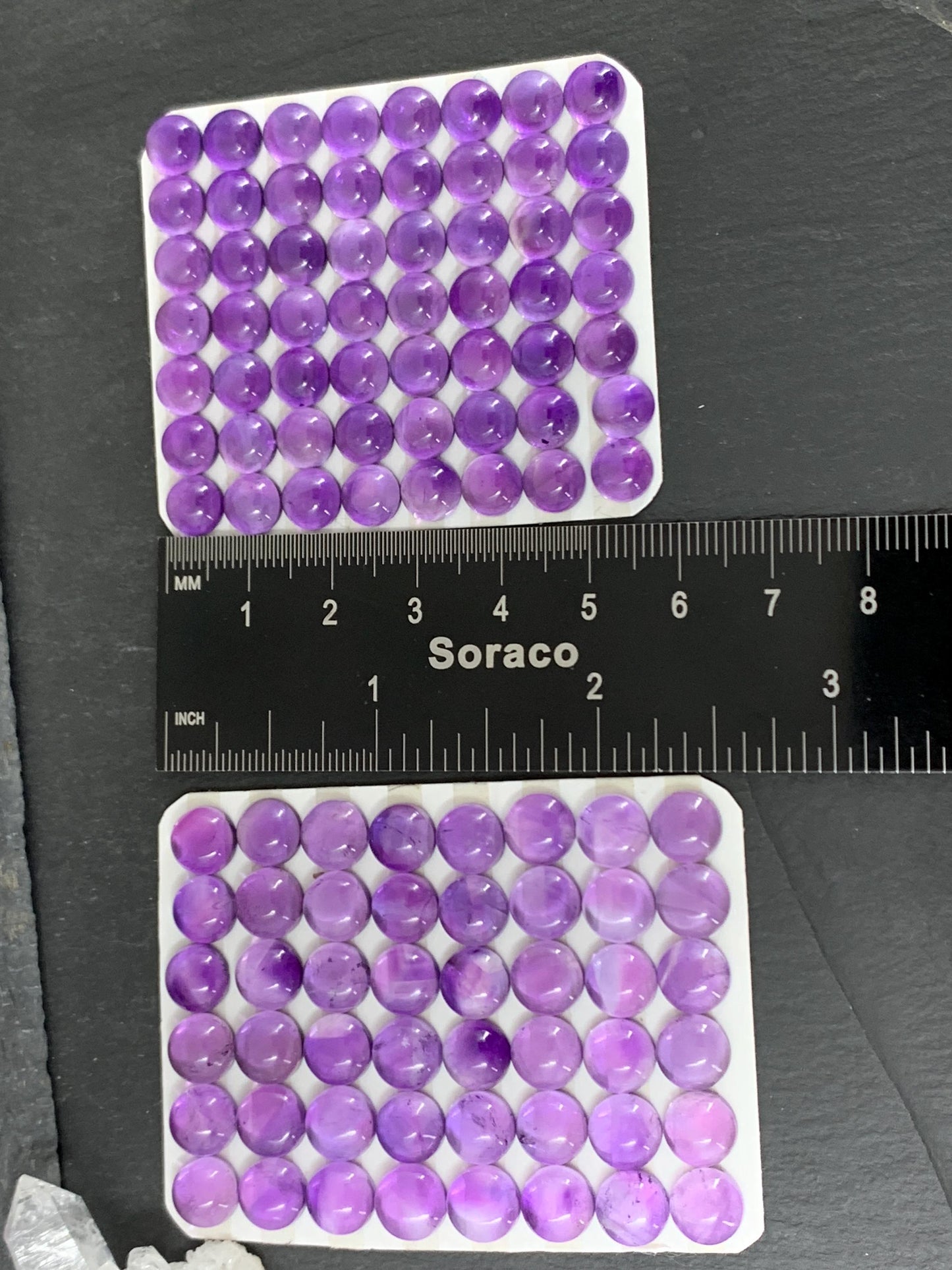 Amethyst round 7, 8mm cabochon - Calibrated cabochons