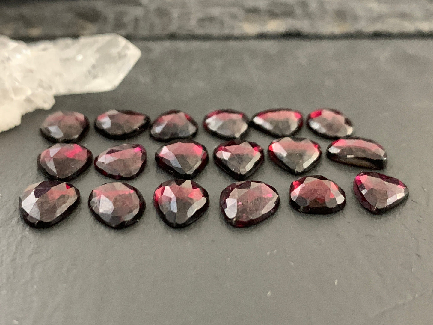 Faceted Red Garnet 8-9mm long Cabochon