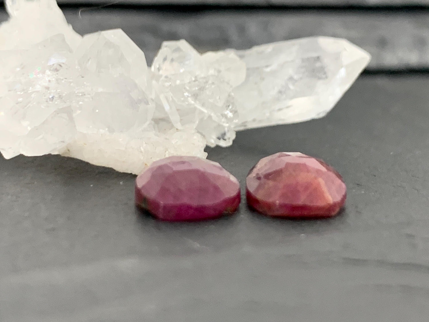 Faceted Ruby pair 8x13x3.5mm cabochon