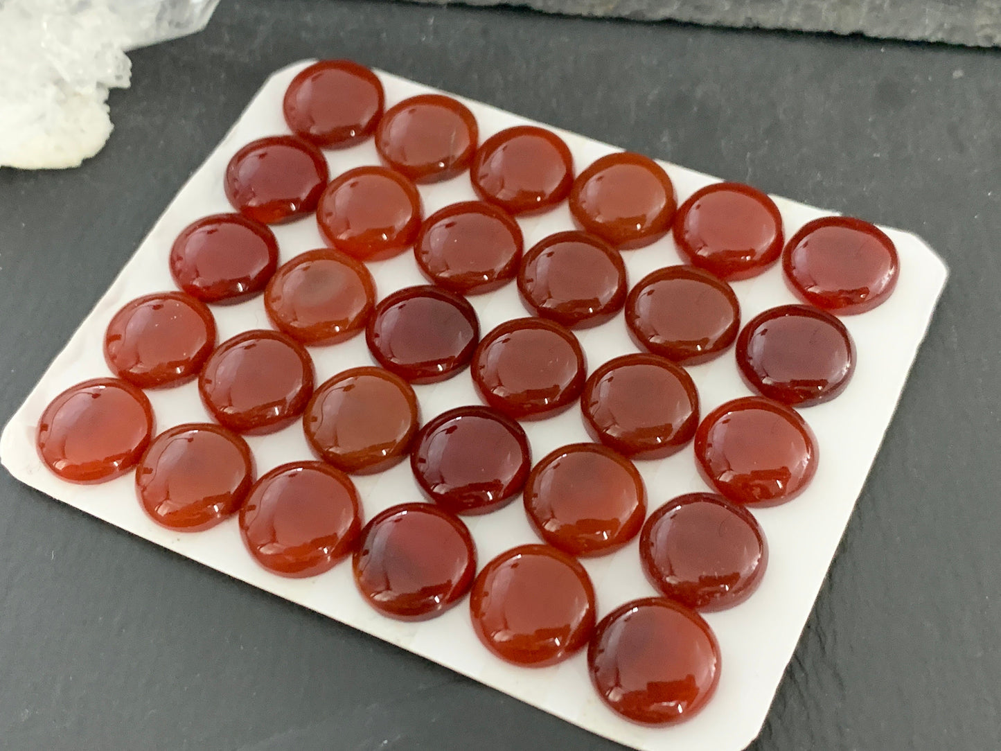Carnelian round 12mm cabochon - Calibrated cabochons