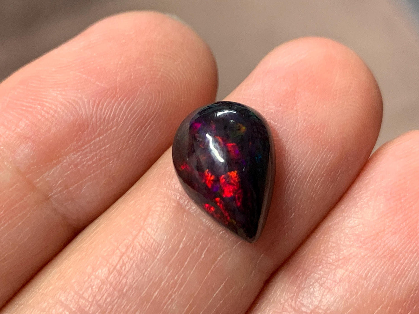 Black Ethiopian Opal pear 9x13x5mm cabochon