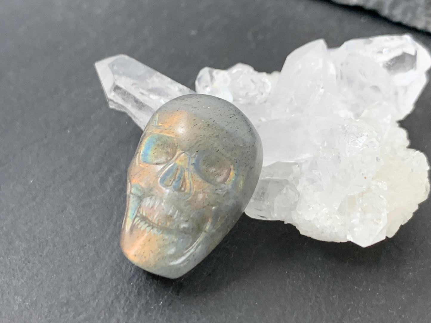 Labradorite Skull Cabochon 14x21mm Flat Back Carving Gemstone