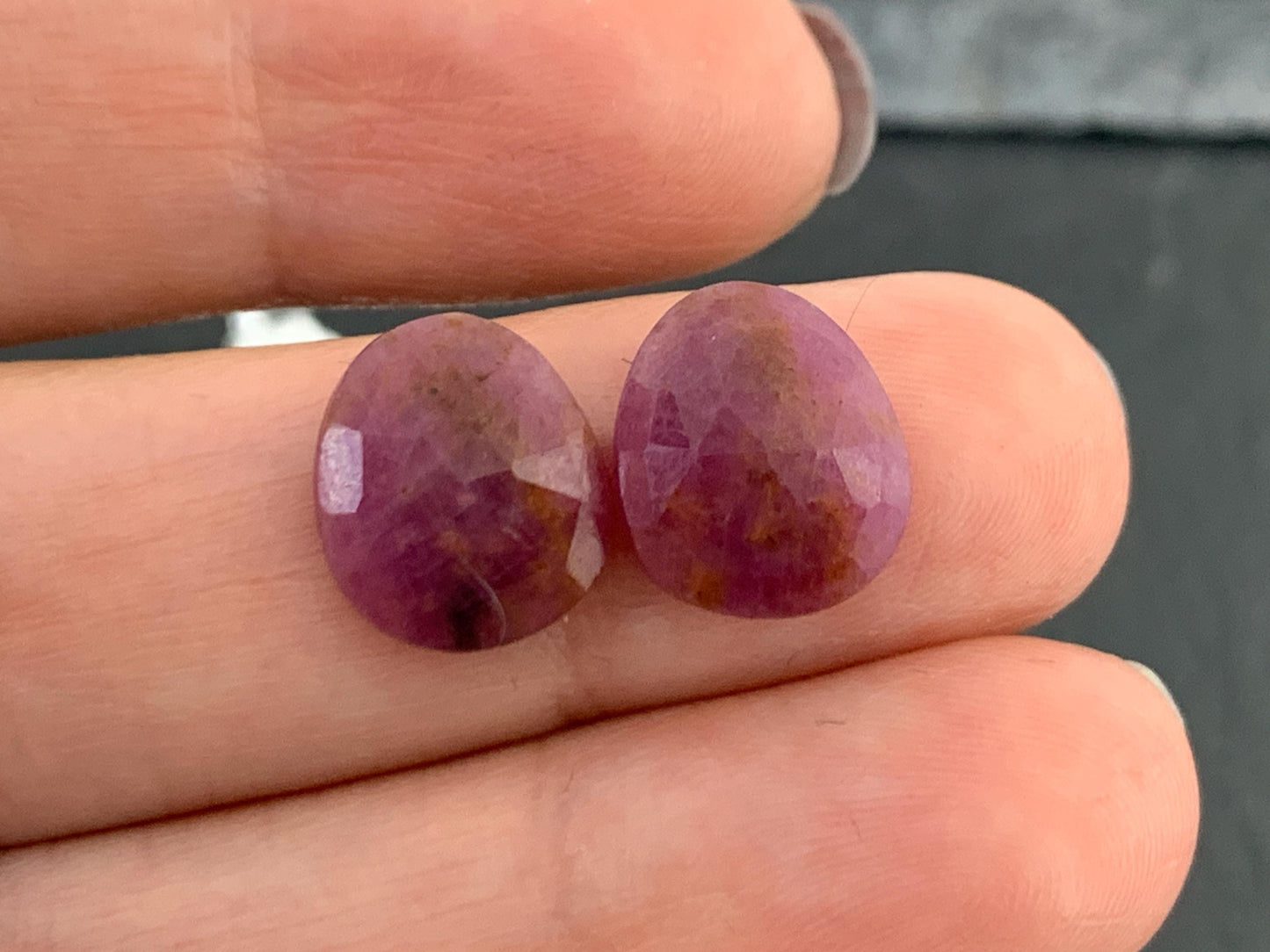 Faceted Ruby pair 10x12x3mm cabochon