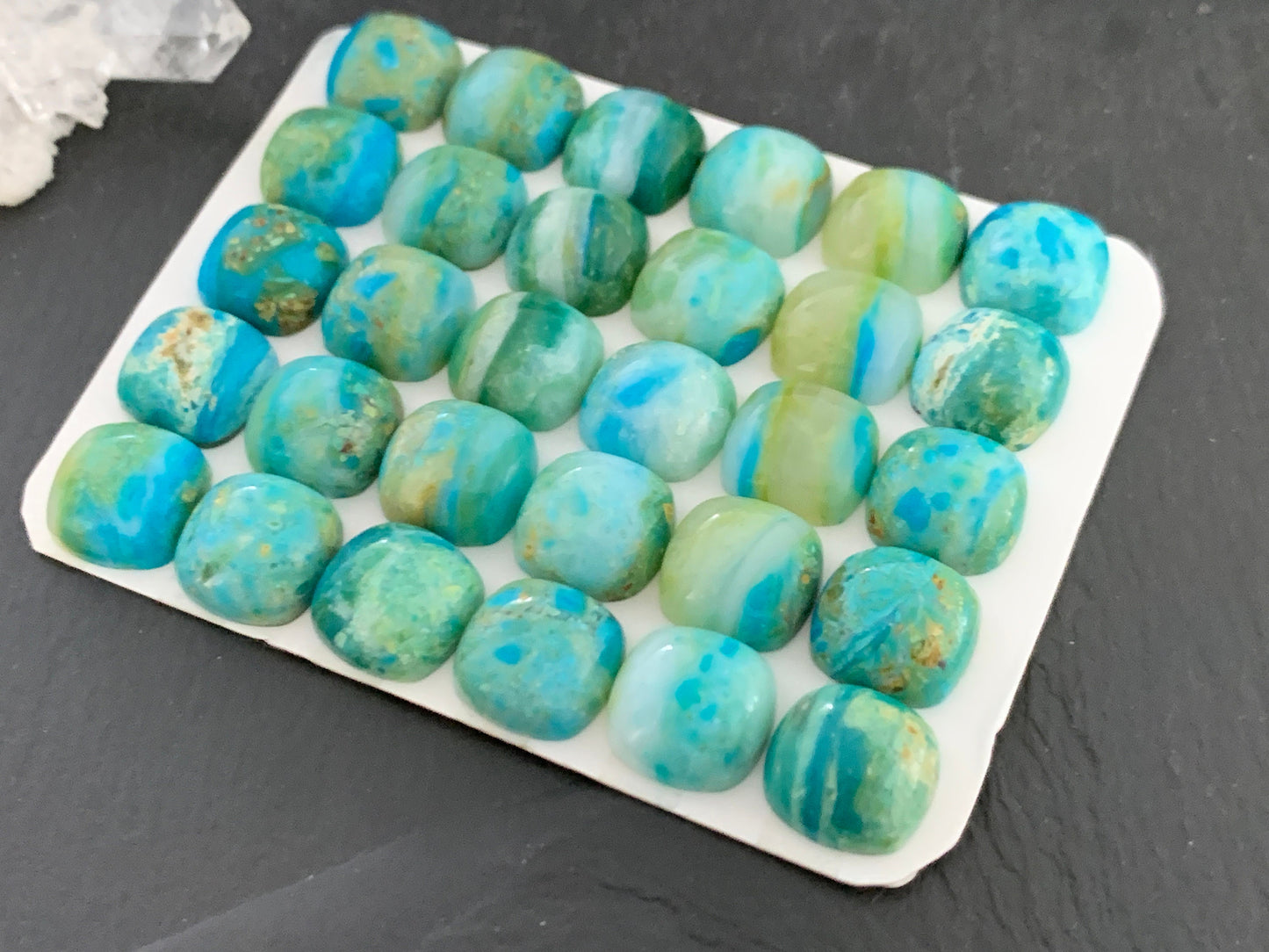 Opaline square 12mm cabochon - Calibrated cabochons