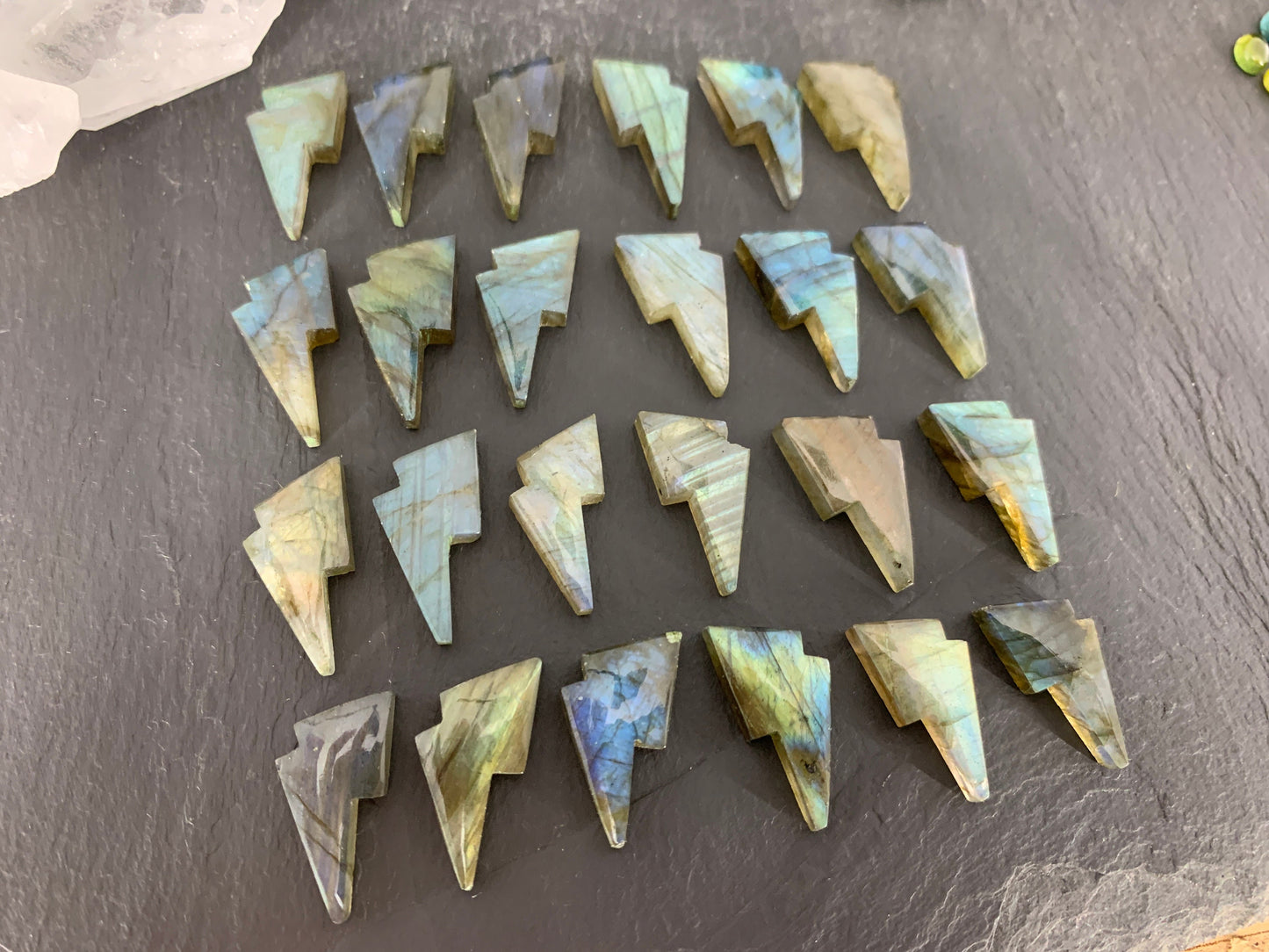 Labradorite lightning bolt 12x19mm cabochon- select your cabochon
