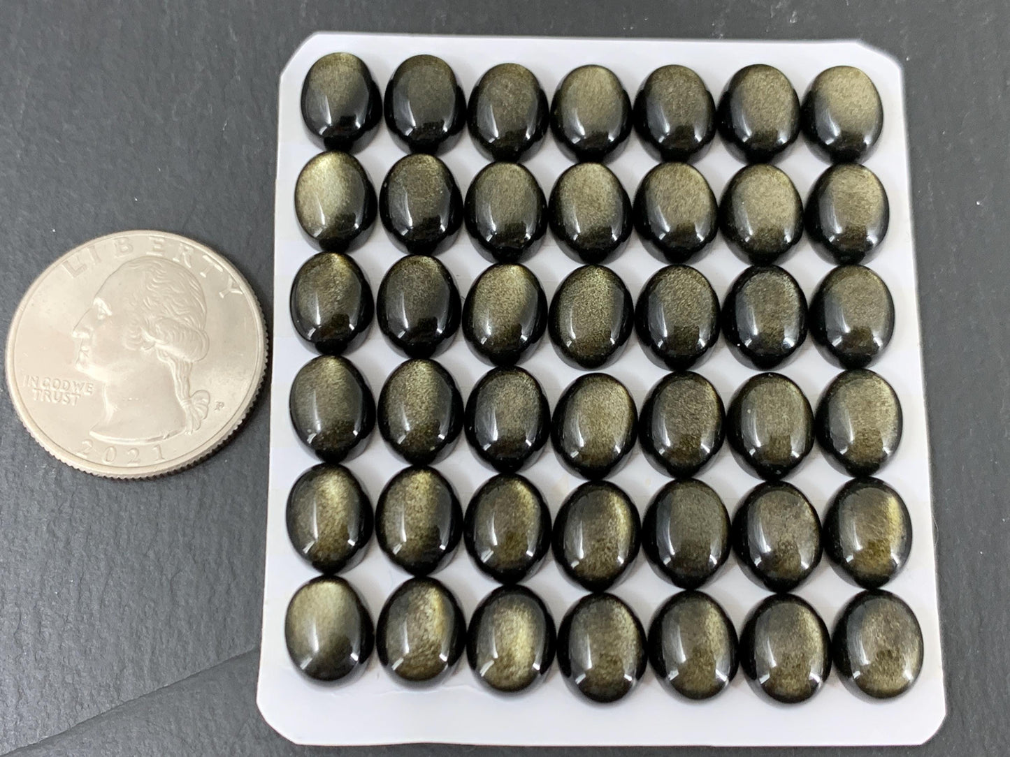 Gold Obsidian oval 10x12mm, 8x10mm cabochon - Calibrated cabochons