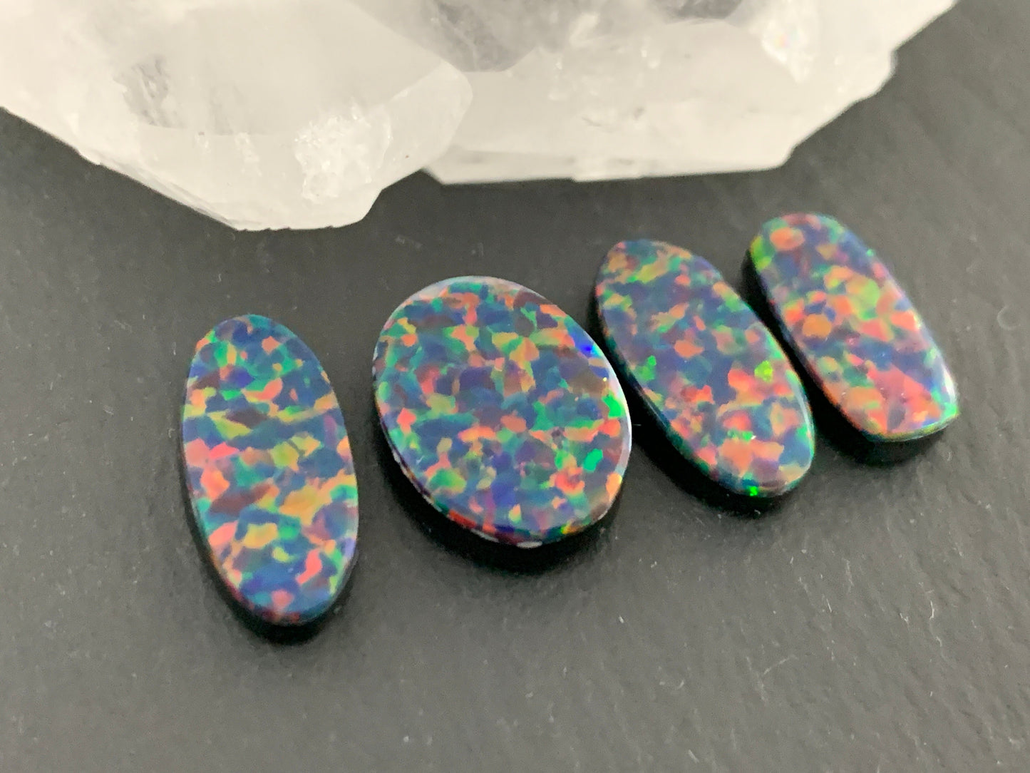 Aurora Opal oval 15-17mm long oval cabochon - Doublet cabochons
