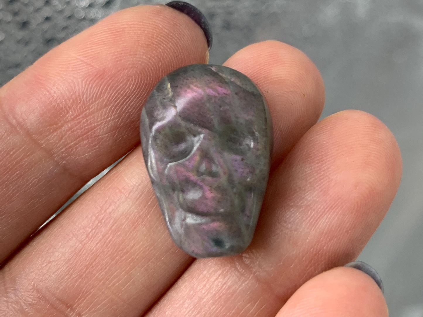 Labradorite Skull Cabochon 15x21mm, Labradorite Skull, Natural Gemstone, Halloween Jewelry, Handcrafted Accessory