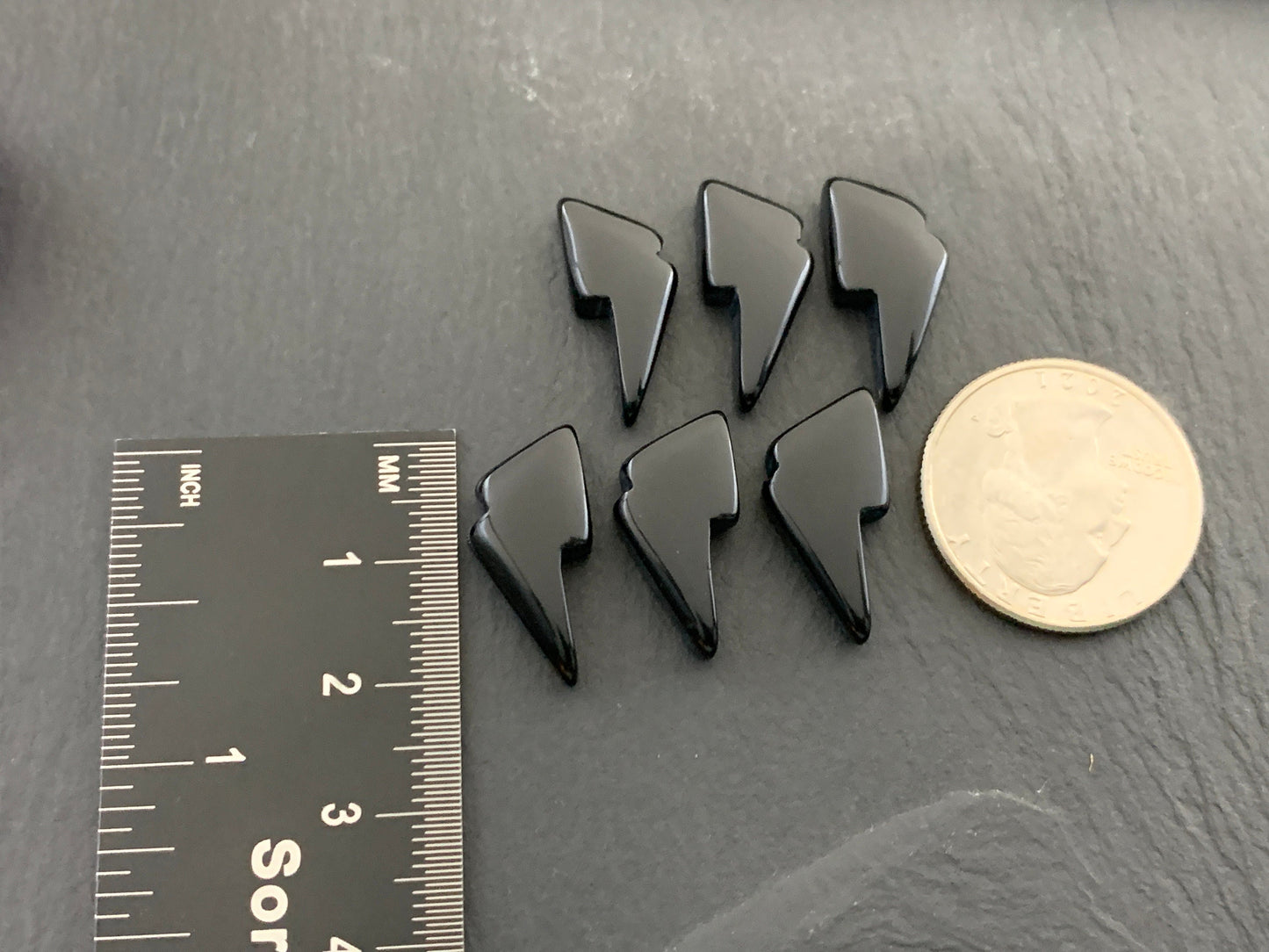 Black Onyx lightning bolts 11x20mm cabochon