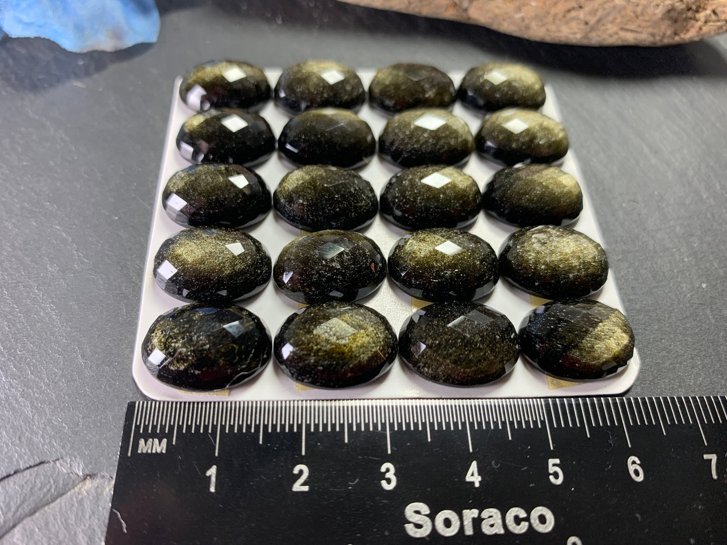 Faceted Gold Obsidian oval 12x16mm Cabochon - Calibrated cabochons