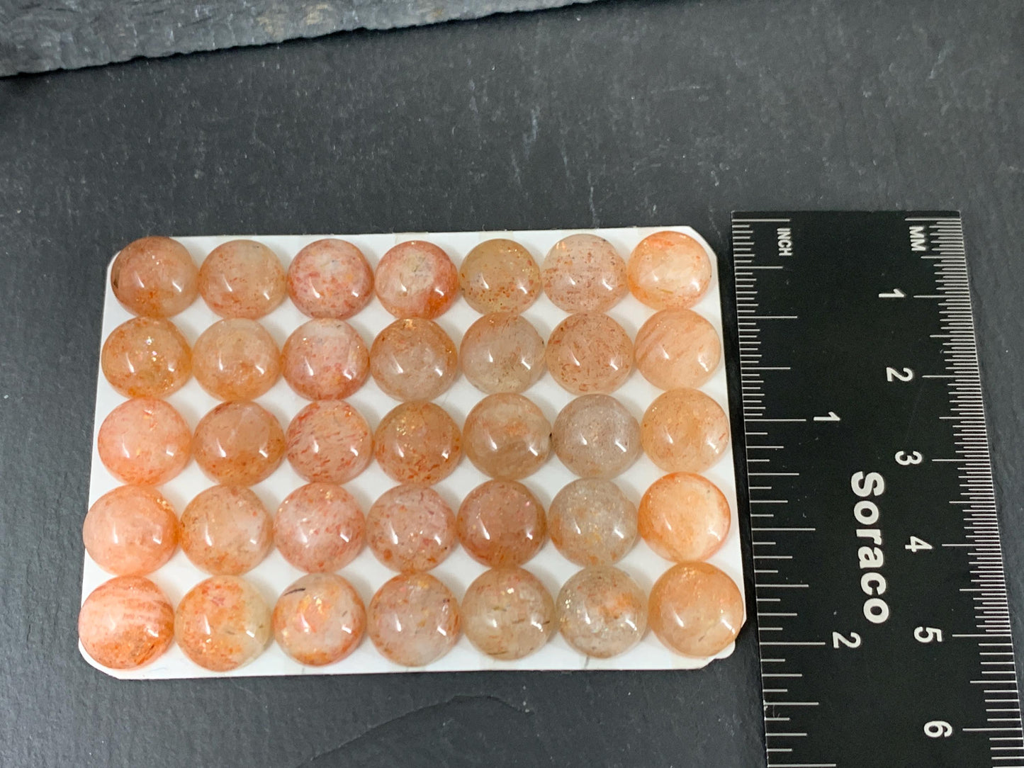 Sunstone round 10mm cabochon - Calibrated cabochon