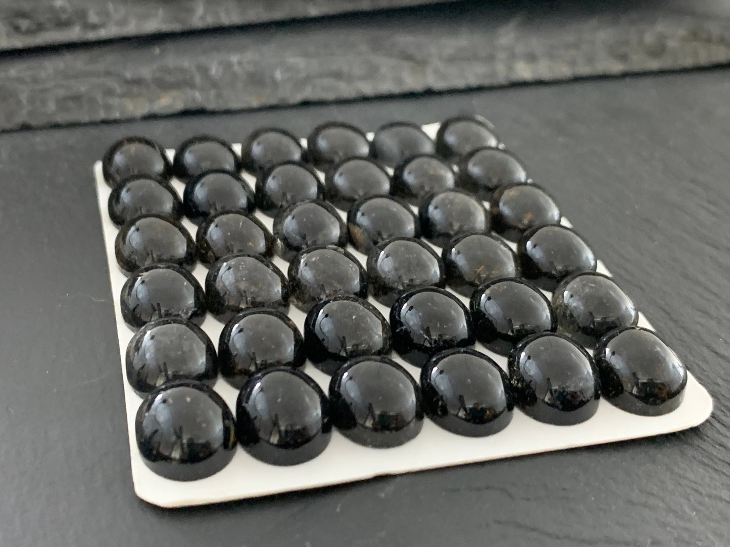 Black Rutilated Quartz oval 10x12mm cabochon - Calibrated cabochons