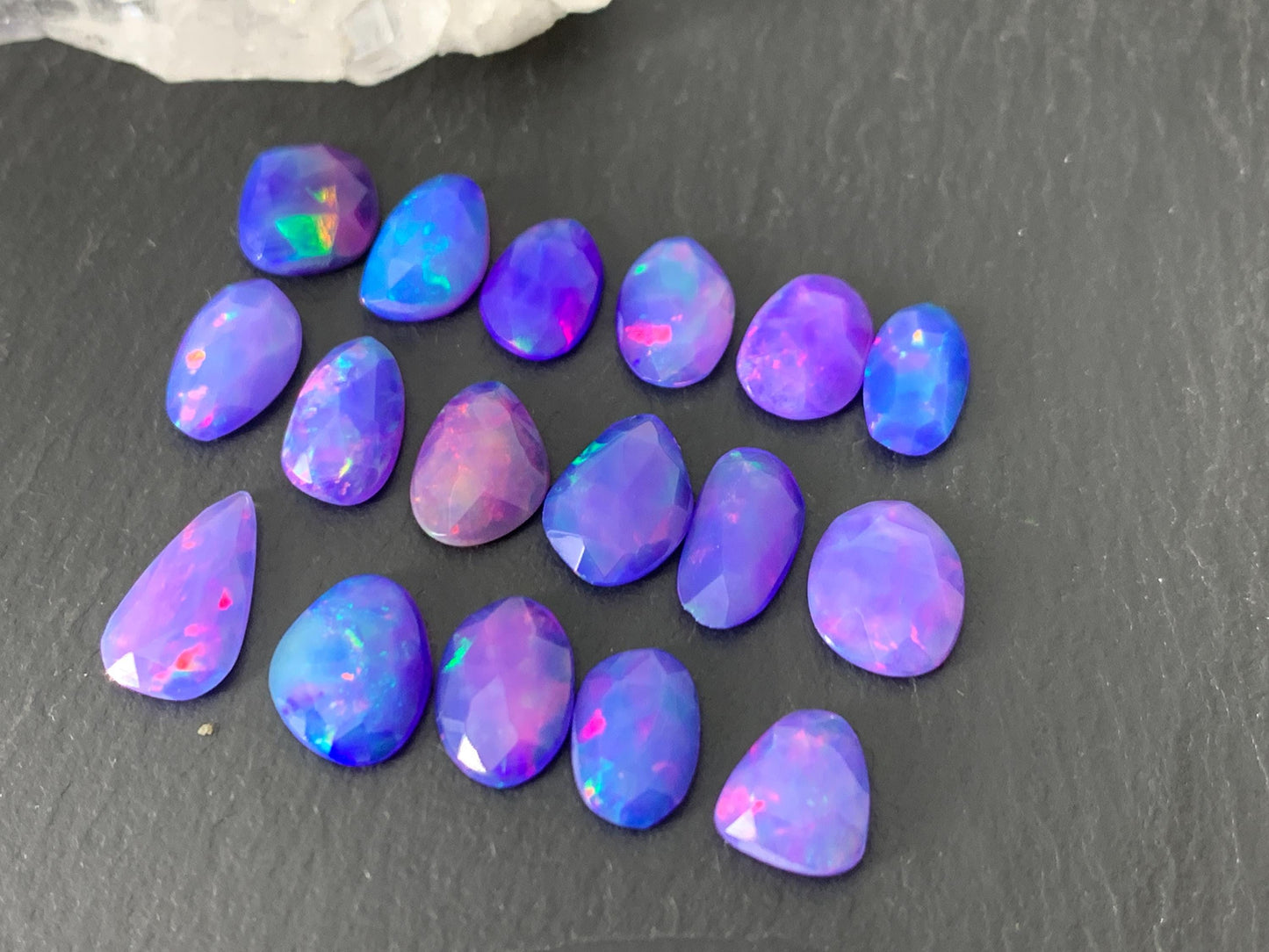 Faceted Purple Ethiopian Opal 9-13mm cabochon