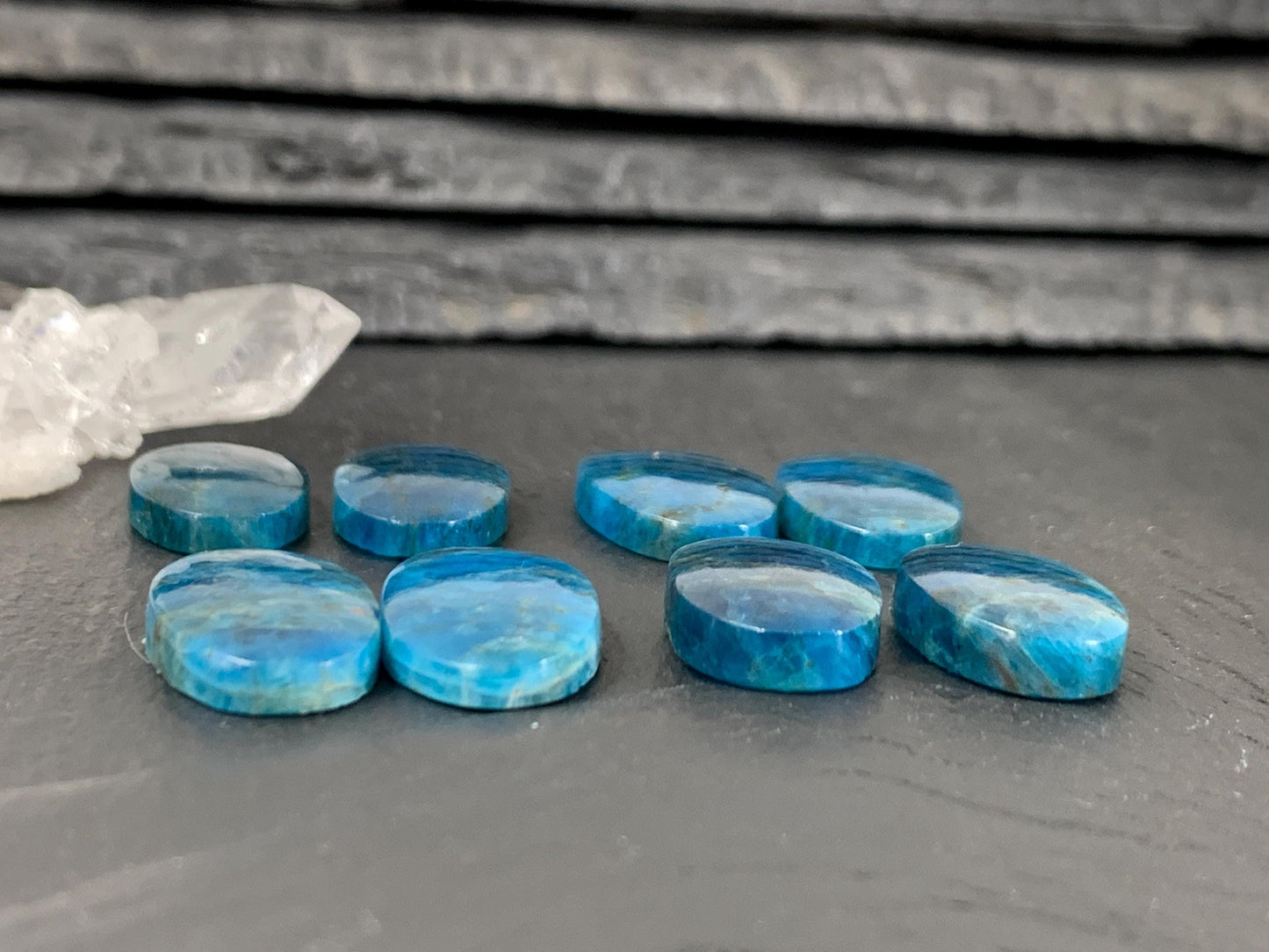 Apatite oval 18-19mm long cabochon - Buy by pair