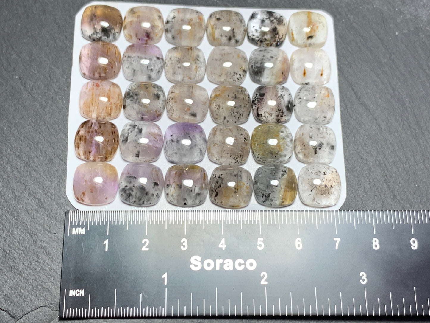 Super 7 square cushion 12x12mm cabochon - Calibrated cabochons