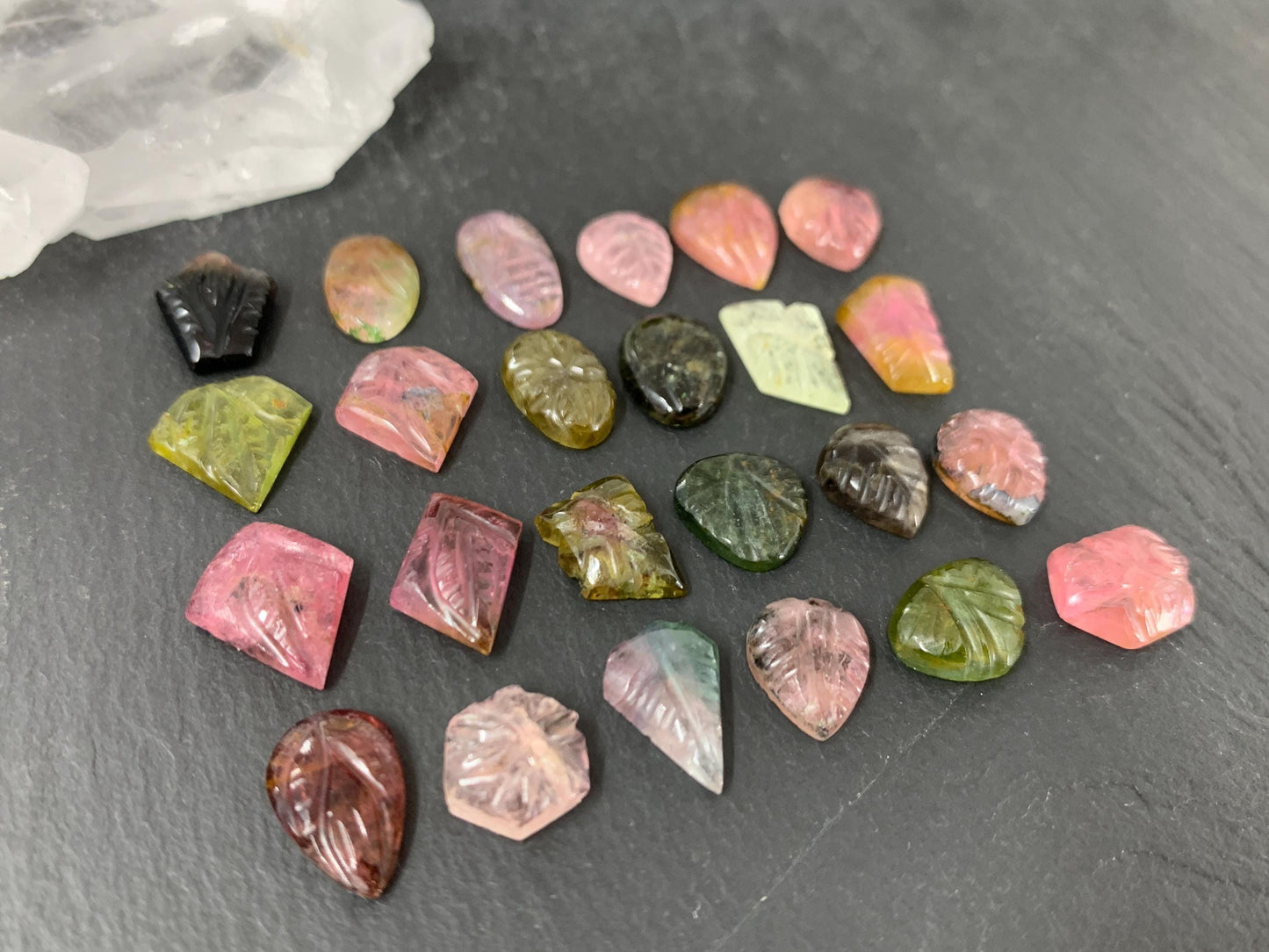 Carved Tourmaline 9-12mm cabochon