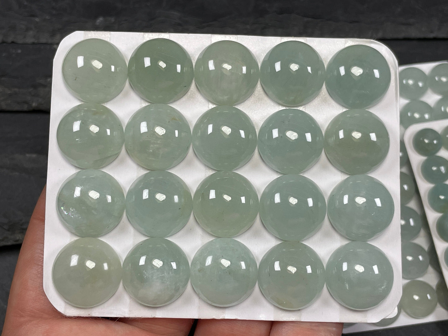 Aquamarine round cabochon 15, 10, 8mm - Calibrated cabochons