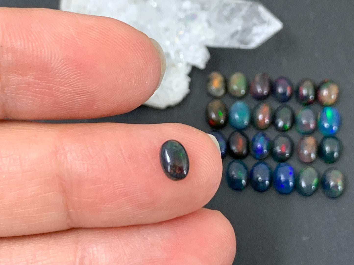 Black Ethiopian Opal oval 4x6mm cabochon