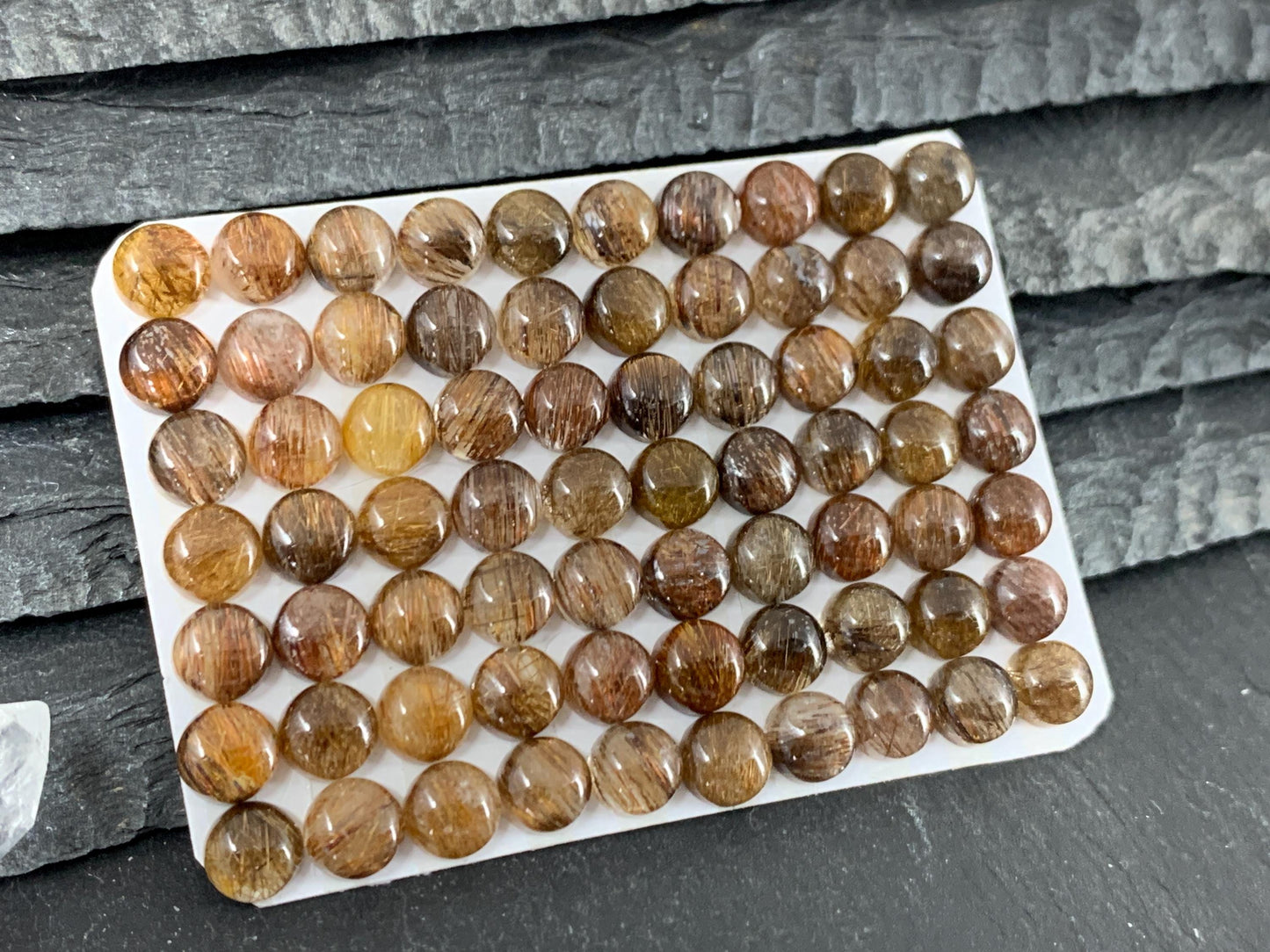 Copper Rutilated Quartz round 6mm cabochon - Calibrated cabochons