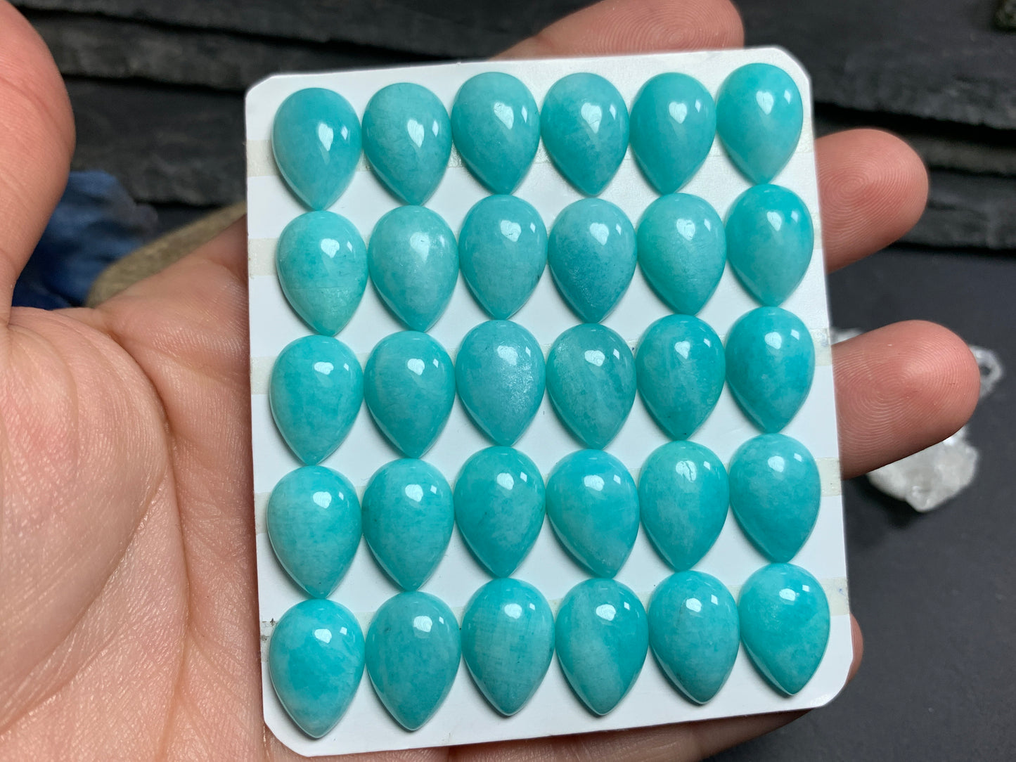 Amazonite Pear 10x14mm cabochon - Calibrated cabochons