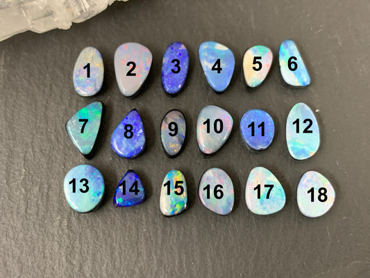 Australian Opal Doublet 6-8.5mm long cabochon - Select your piece