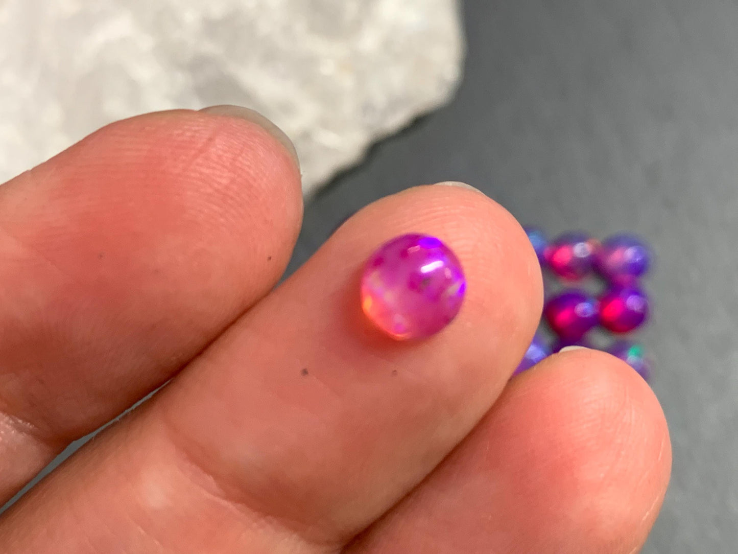 Ethiopian Opal round 6mm cabochon - Natural Opal smoked to purple color