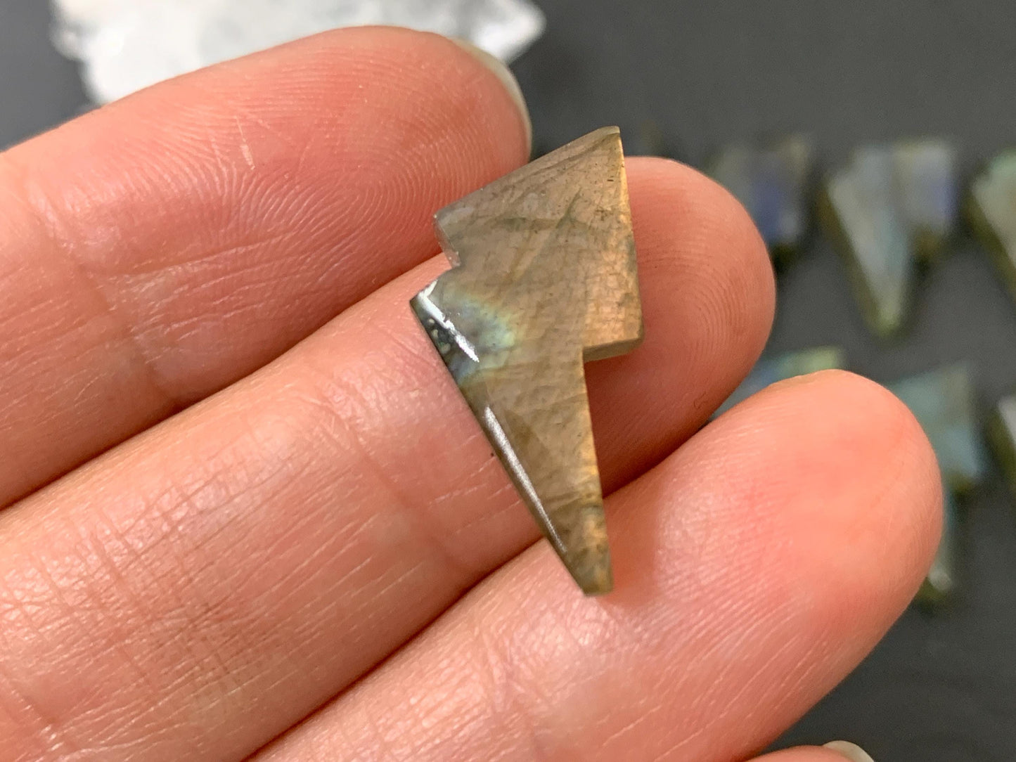 Labradorite lightning bolt 12x19mm cabochon