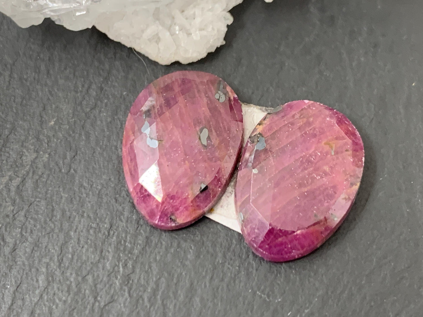Faceted Ruby pair 11x16x4mm cabochon
