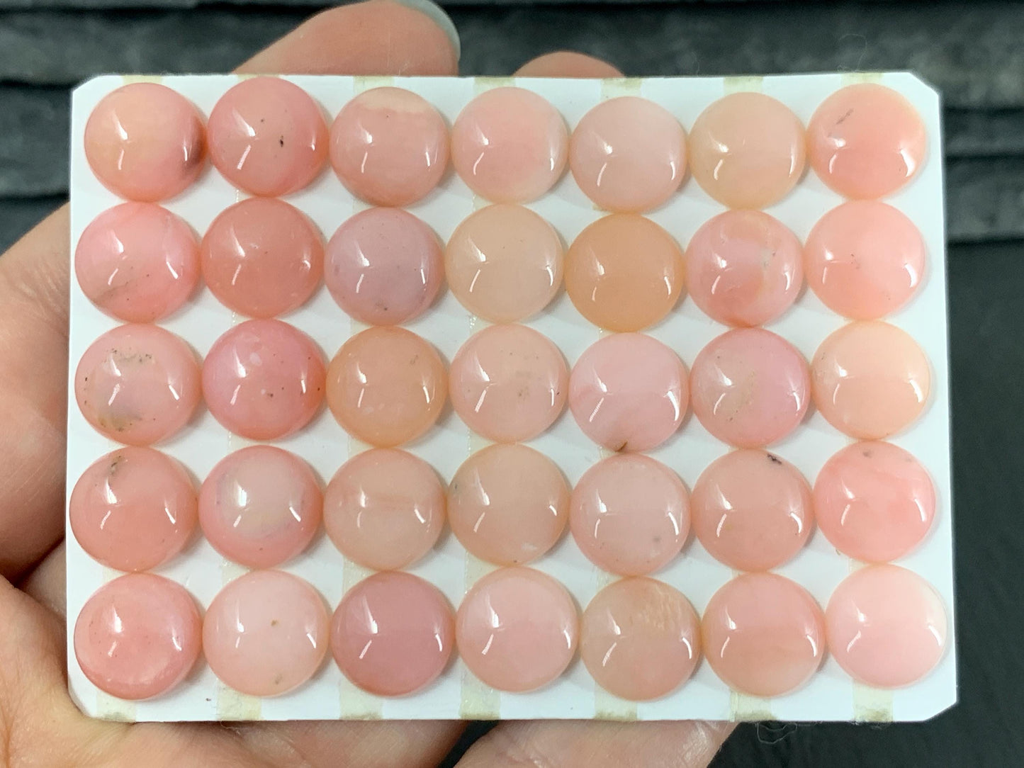 Pink Opal round 10mm cabochon - Calibrated cabochons
