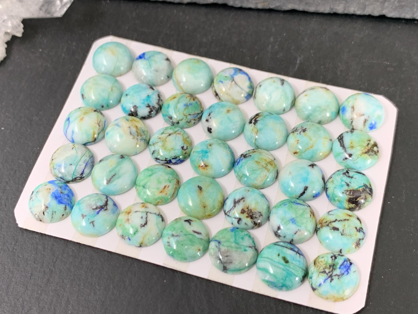 Azurite round 10mm cabochon - Calibrated cabochons