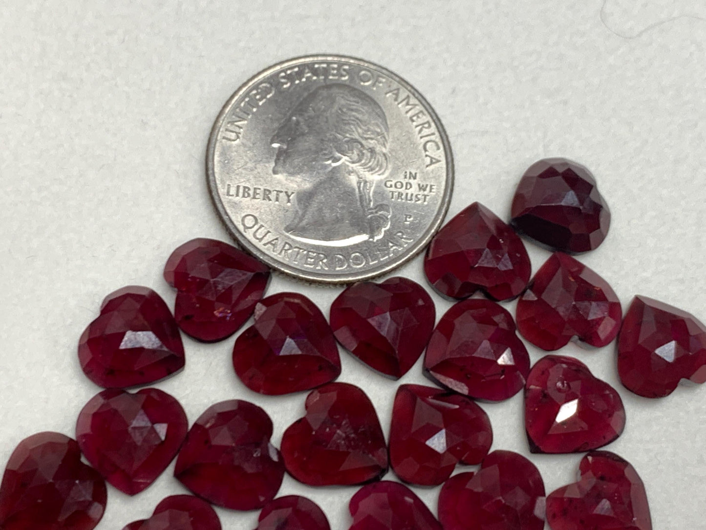 Faceted Rhodolite Garnet heart 10mm cabochon