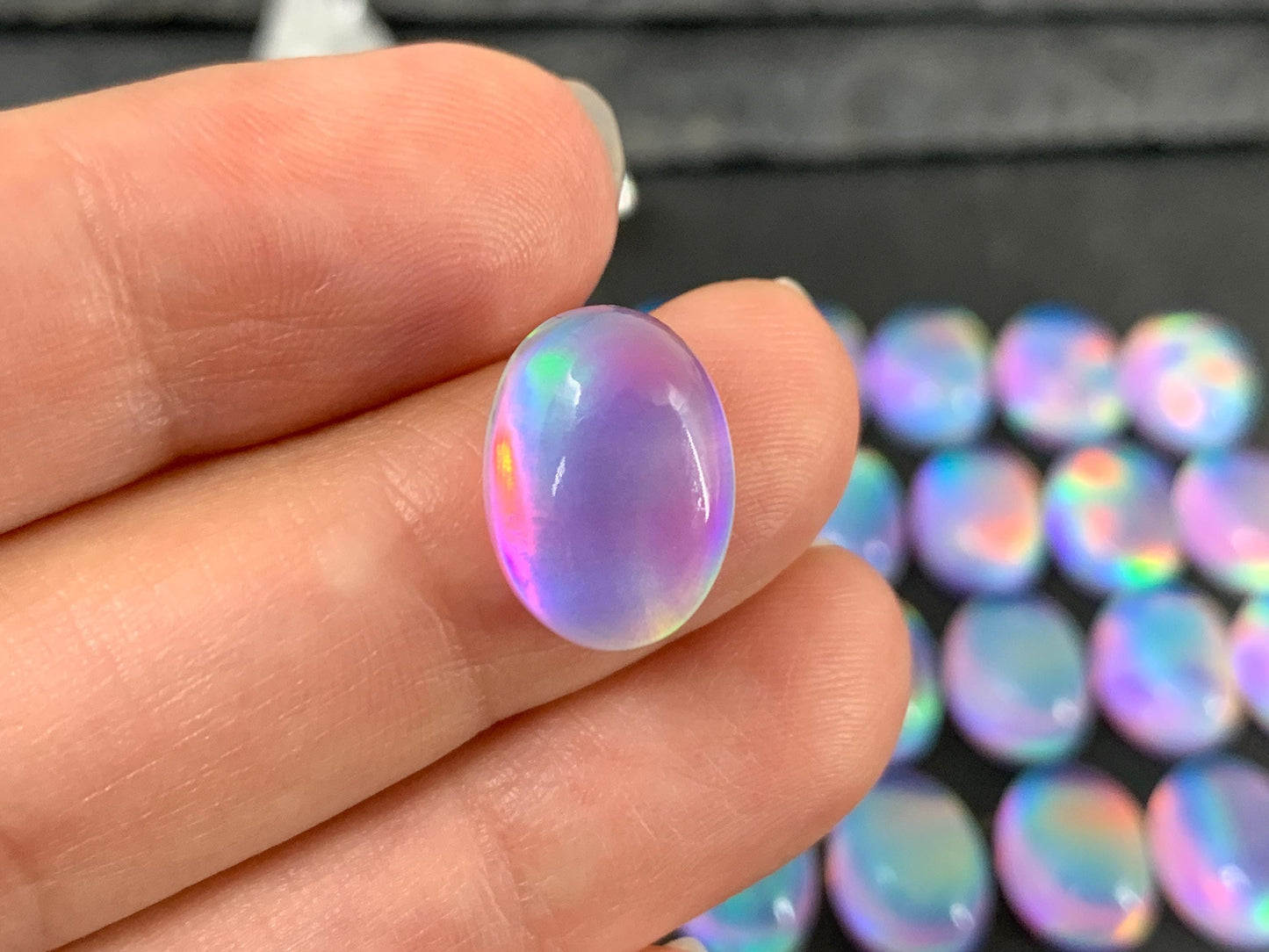 Aurora Opal 10x14mm Oval Cabochon – Discounted 40% Less Colorful Gemstone