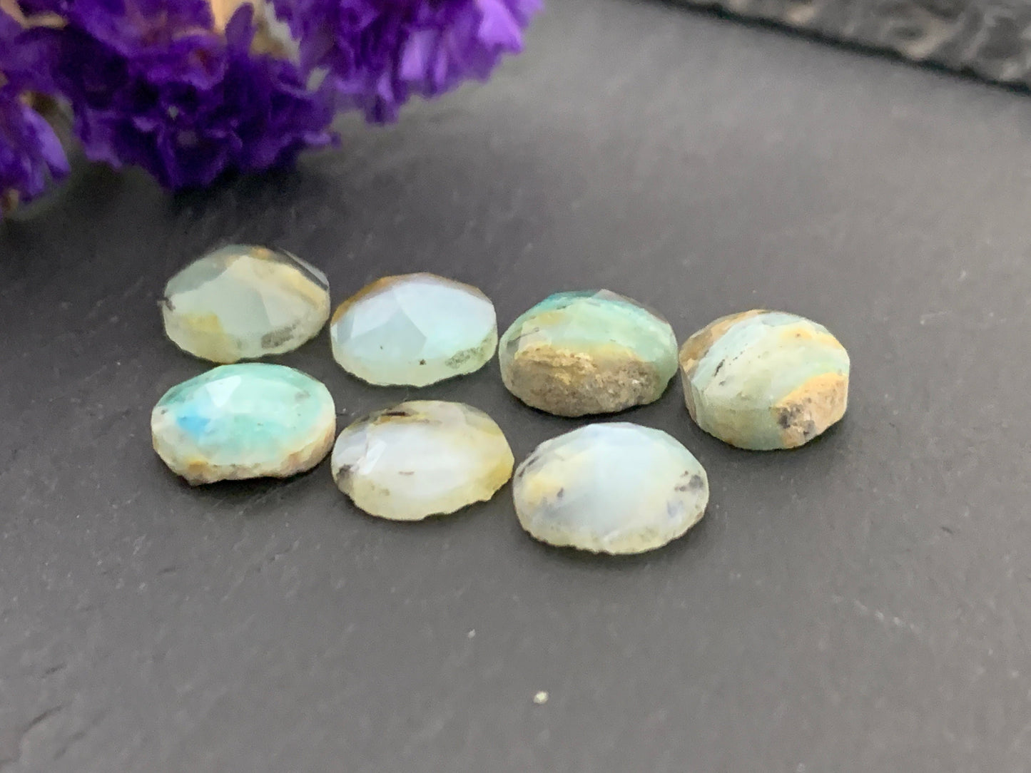 Faceted Peruvian Opal round 10mm cabochon