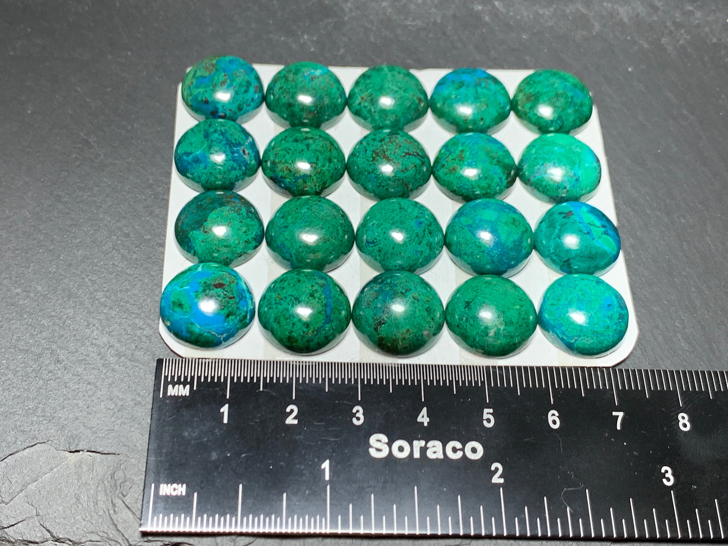 Chrysocolla round 15mm cabochon - Calibrated cabochons