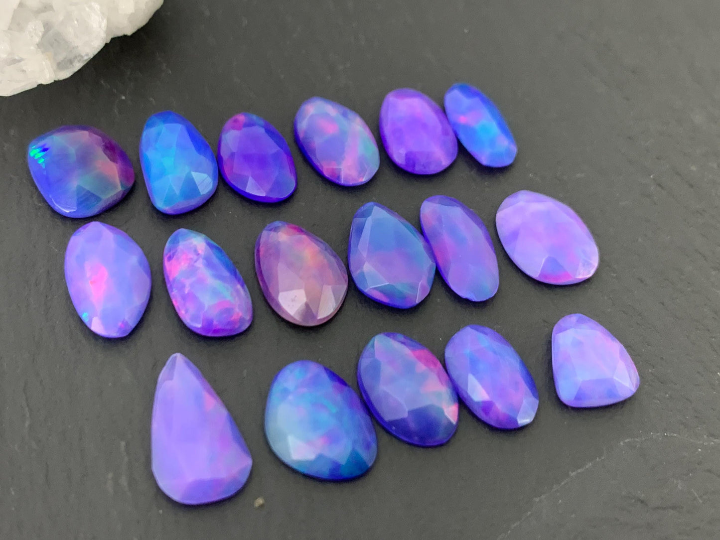 Faceted Purple Ethiopian Opal 9-13mm cabochon