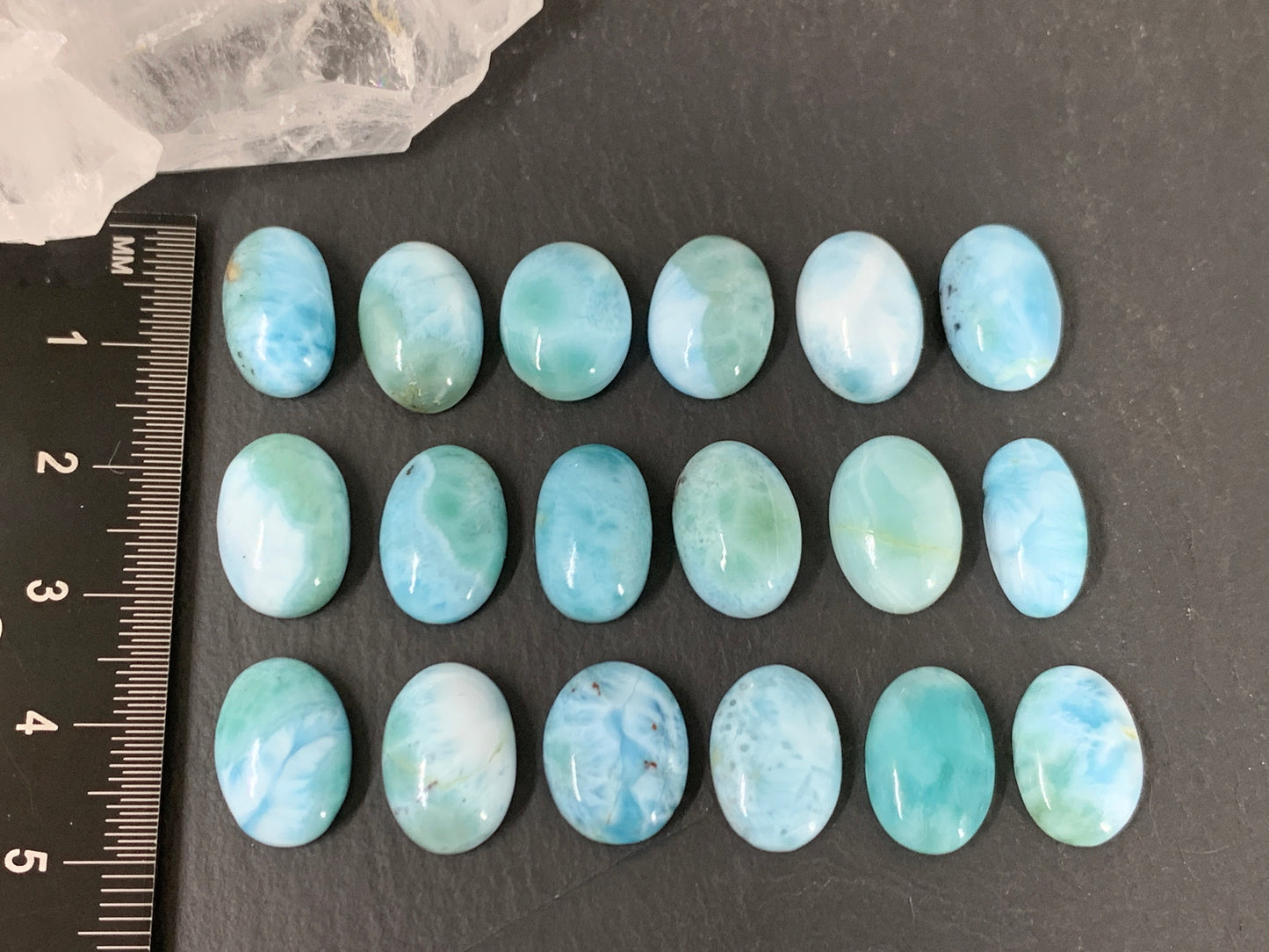 Larimar oval 14mm long cabochon